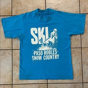 1988 Vintage Single Stitch Blue Ski Paso Robles Country Graphic‎ T-Shirt, Sz L